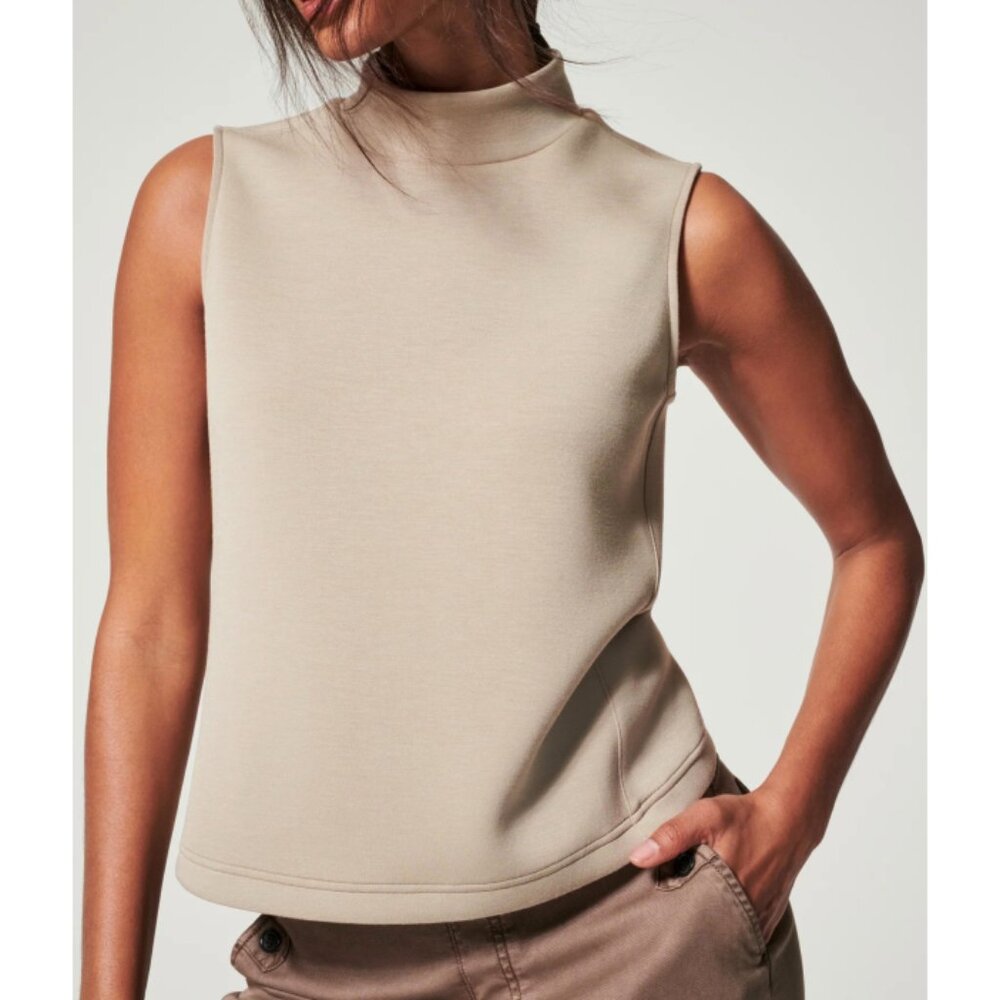 Spanx AirEssentials Sleeveless Mock Neck Top Fawn Tan Caramel Turtleneck Tank 1X - Picture 1 of 9